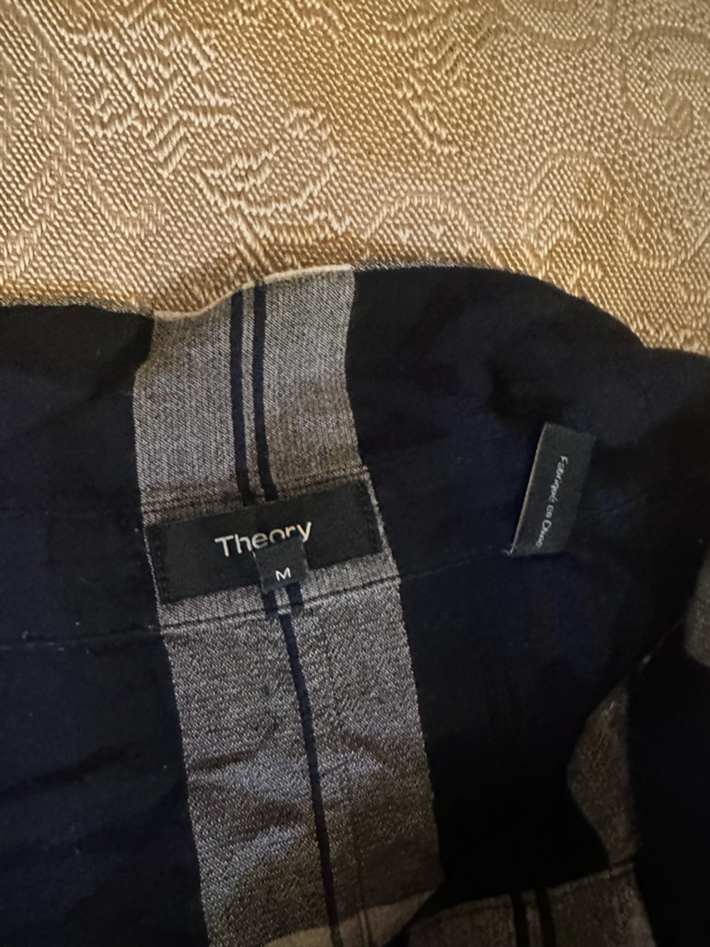 Theory Black and Gray Plaid Shirt Dress